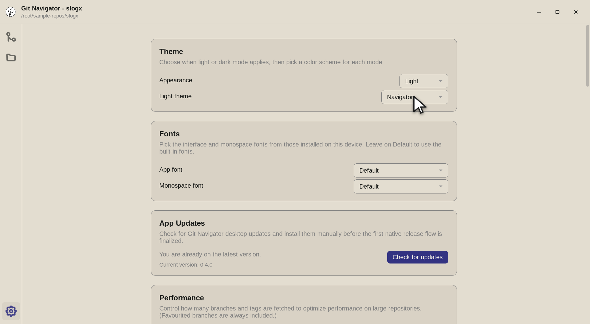 Step 2 — Below it, pick a color scheme for each mode independently. Only the selector for your current appearance is shown; schem