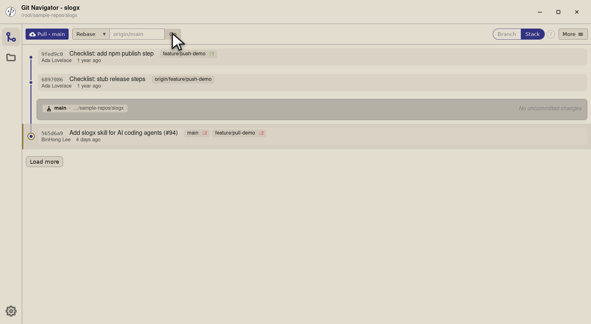 Step 4 — Same outcome as git fetch origin on the command line. Now you can see whether the rebase or checkout you were considerin