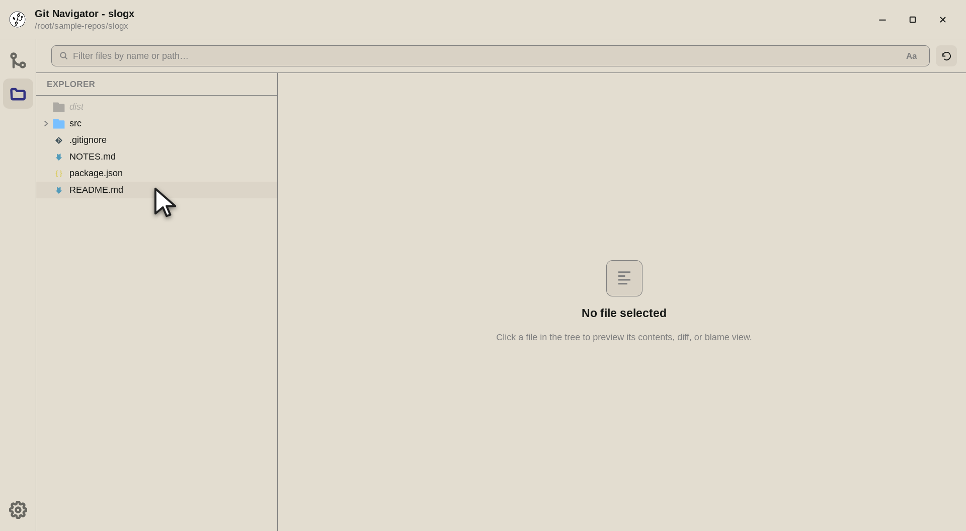 Step 3 — Select a file and it opens in the CodeMirror viewer (Markdown and HTML also offer a rendered preview) — read, search, an